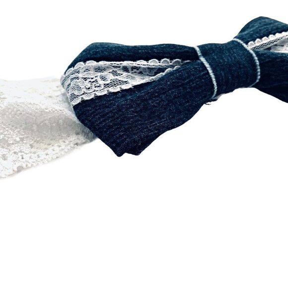 DENIM Bow and Lace Headband - Picture 4 of 4
